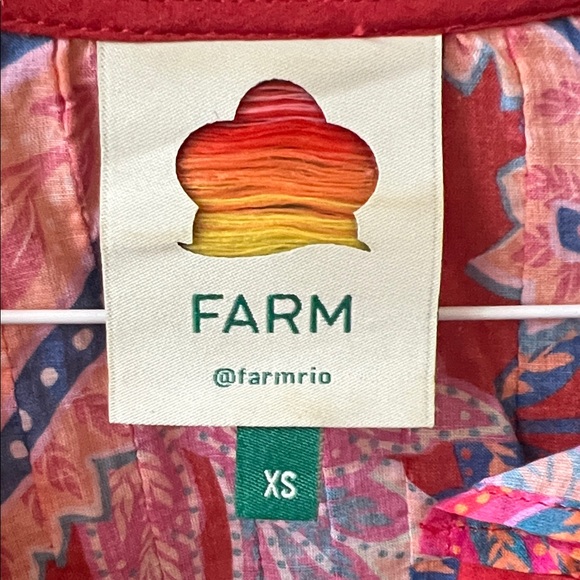 FARM Rio Red Floral Ruffled Boho Blouse - Picture 2 of 3